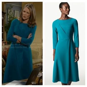 The Fold Maida Vale Dress In Teal Aqua Blue Size 14